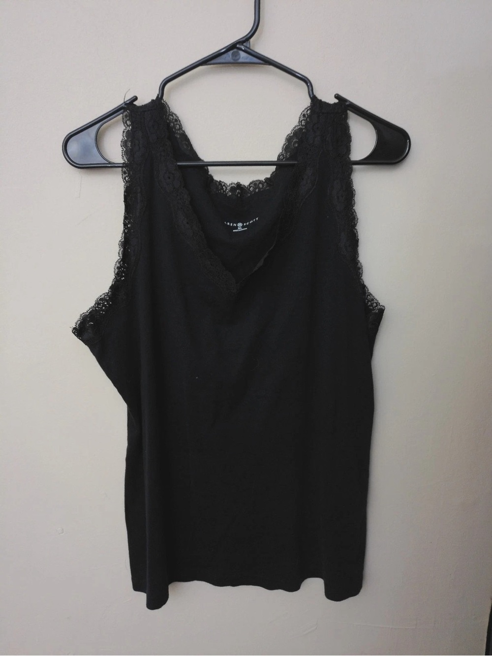 Karen Scott Black Lace-Trim Camisole